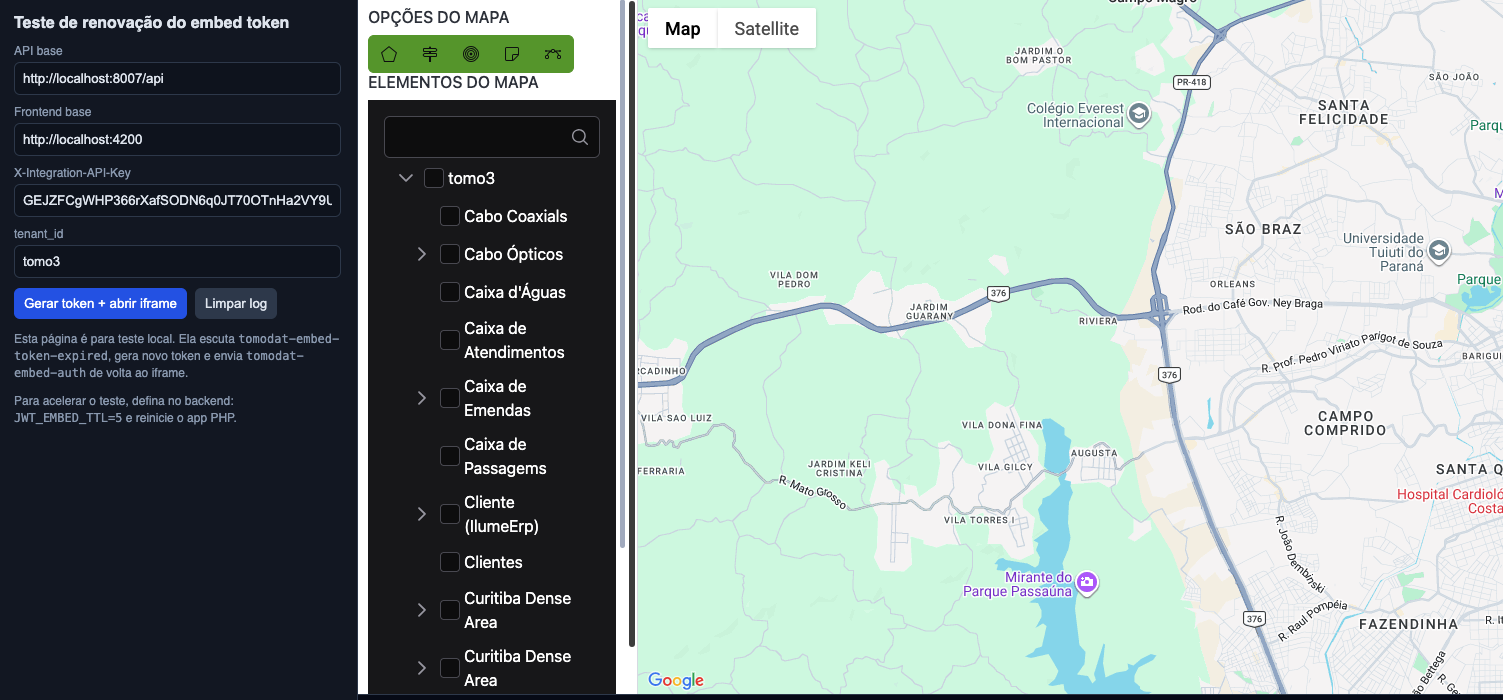 Exemplo de mapa embed